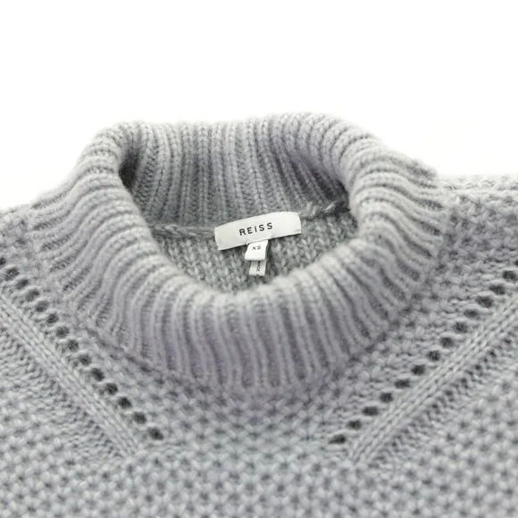 Reiss Myla Oversize Modern Cable Knit Wool Cashmere Gray Jumper Sweater Women XS - Picture 8 of 9